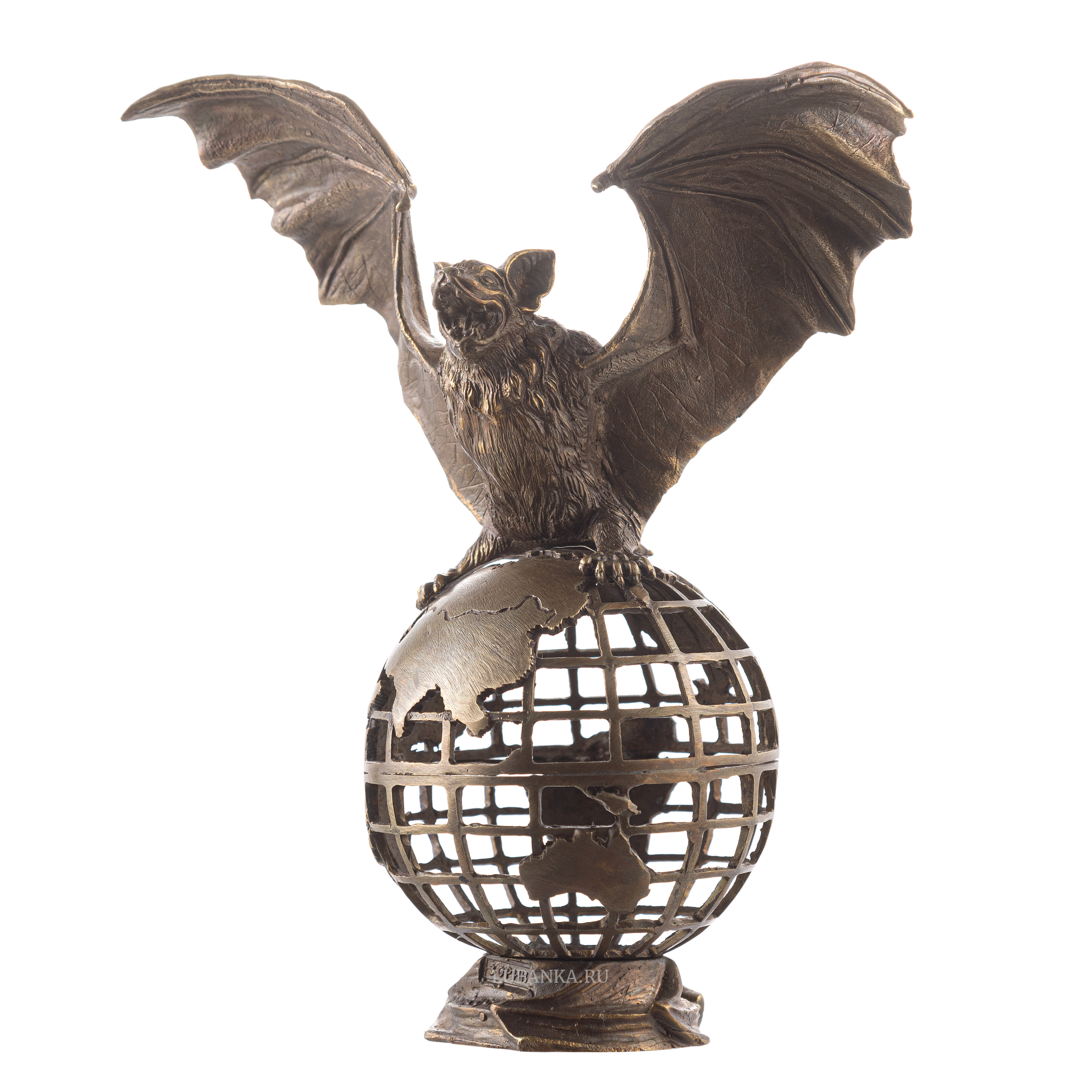 Бронзовая статуэтка Летучая мышь на земном шаре