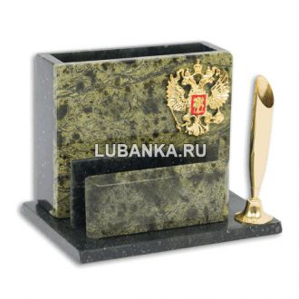 Настольный набор для руководителя «Стакан с Гербом России» из камня